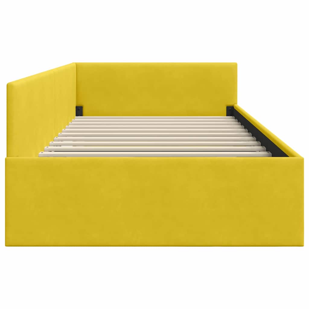 Kutni okvir kreveta s uzglavljem Žuta 100 cm x 200 cm Baršun