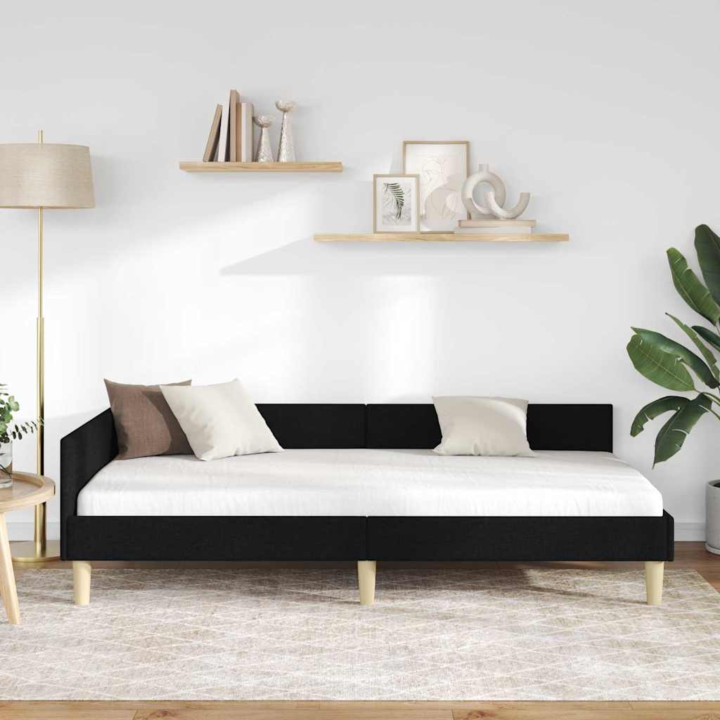 Kutni okvir kreveta Crna 80 x 200 cm tkanina