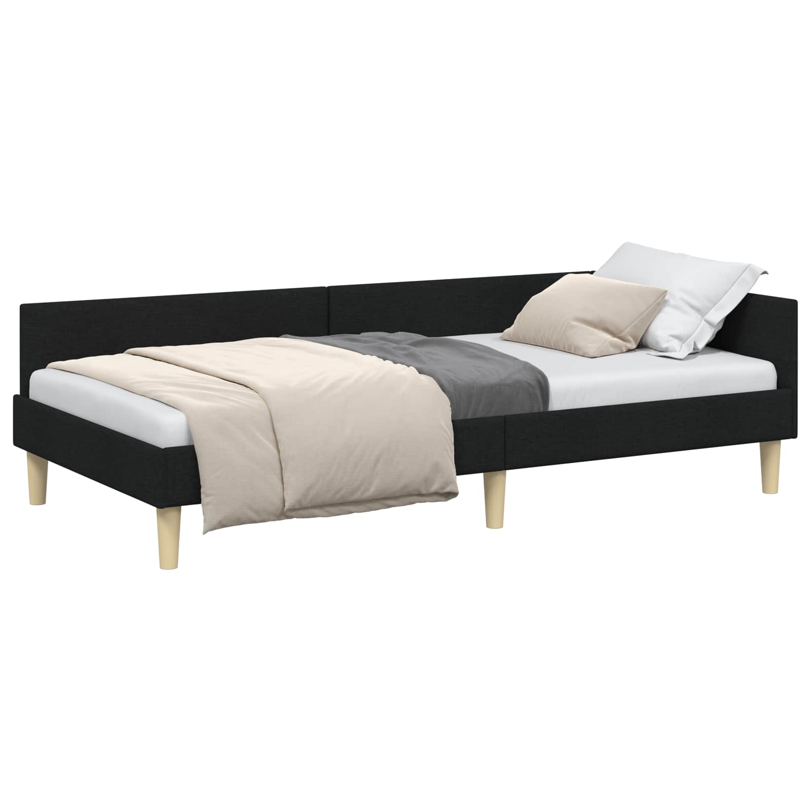 Kutni okvir kreveta Crna 80 x 200 cm tkanina