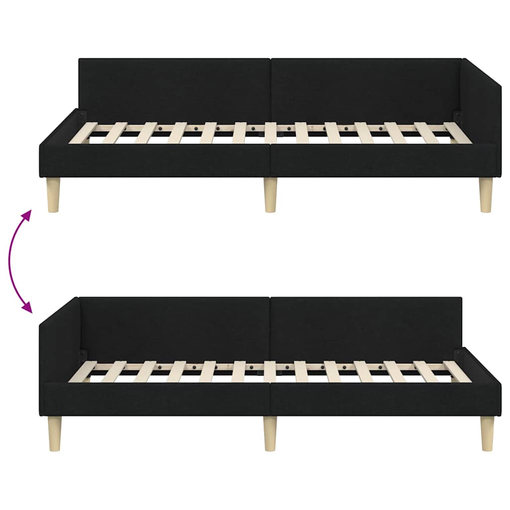 Kutni okvir kreveta Crna 80 x 200 cm tkanina