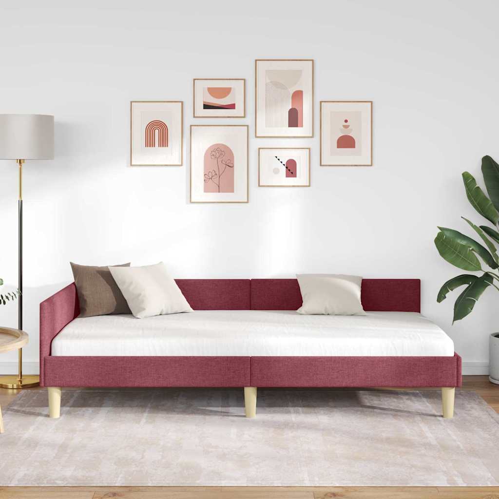 Kutni okvir kreveta Vinska crvena 80 x 200 cm tkanina