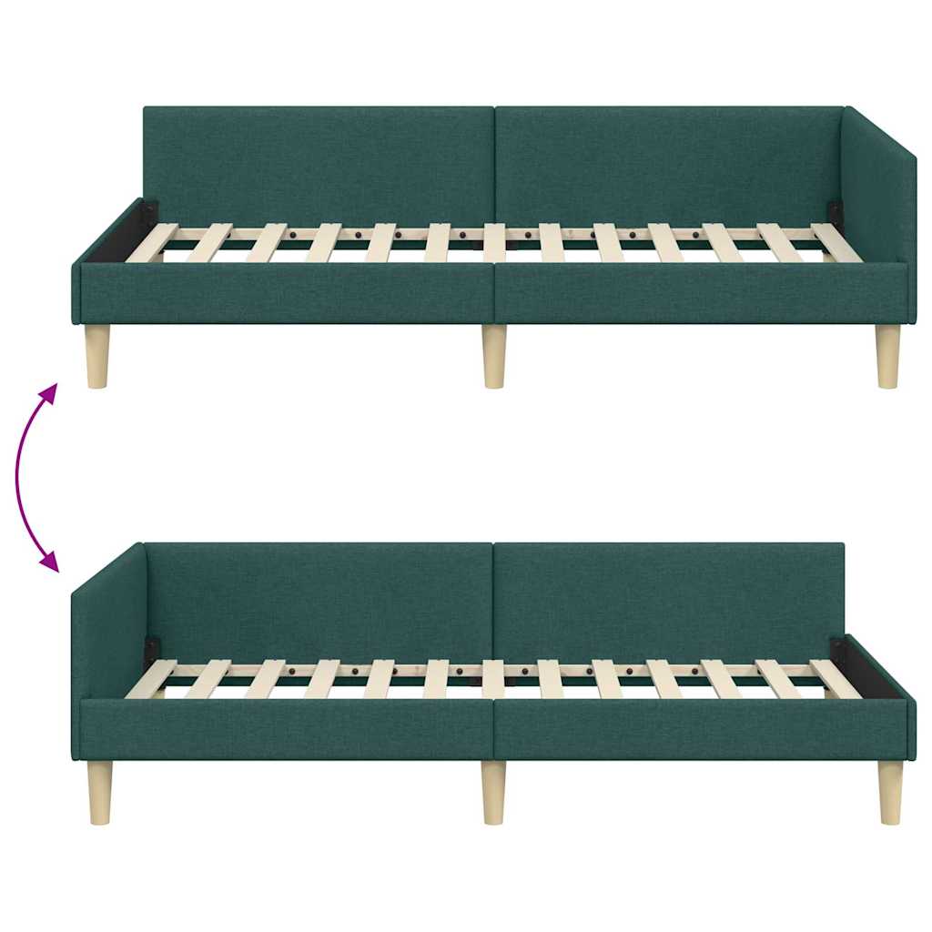 Kutni okvir kreveta Tamnozelena 80 x 200 cm tkanina