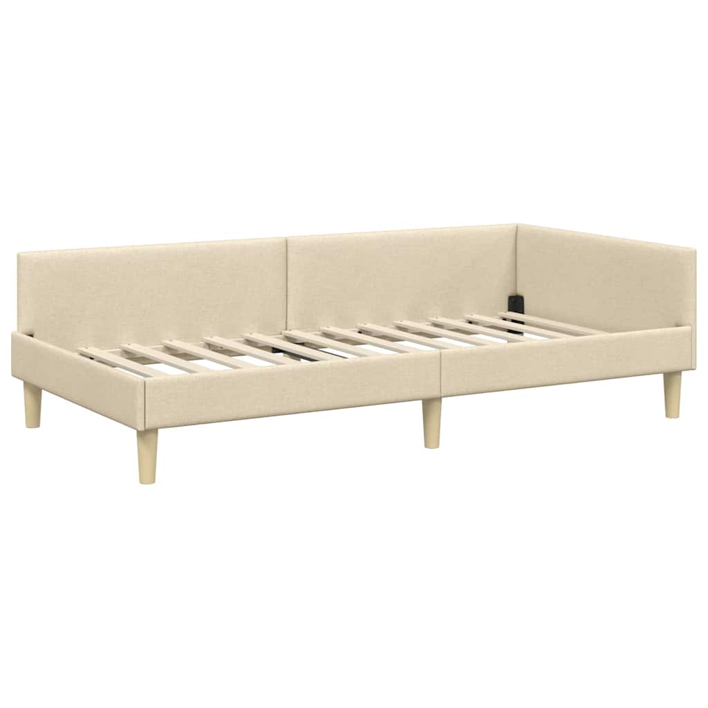 Kutni okvir kreveta Krema 80 x 200 cm tkanina