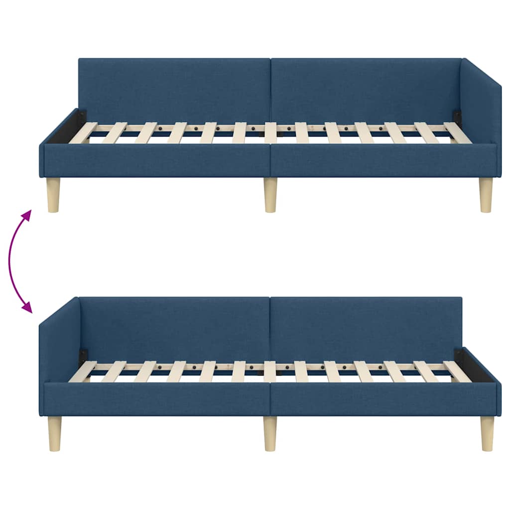 Kutni okvir kreveta Plava 80 x 200 cm tkanina