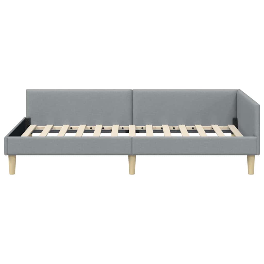 Kutni okvir kreveta Svijetlo siva 90 x 190 cm tkanina
