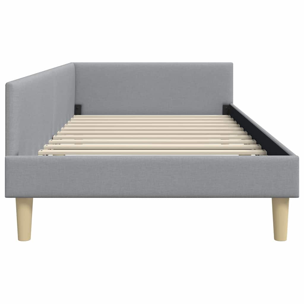 Kutni okvir kreveta Svijetlo siva 90 x 190 cm tkanina