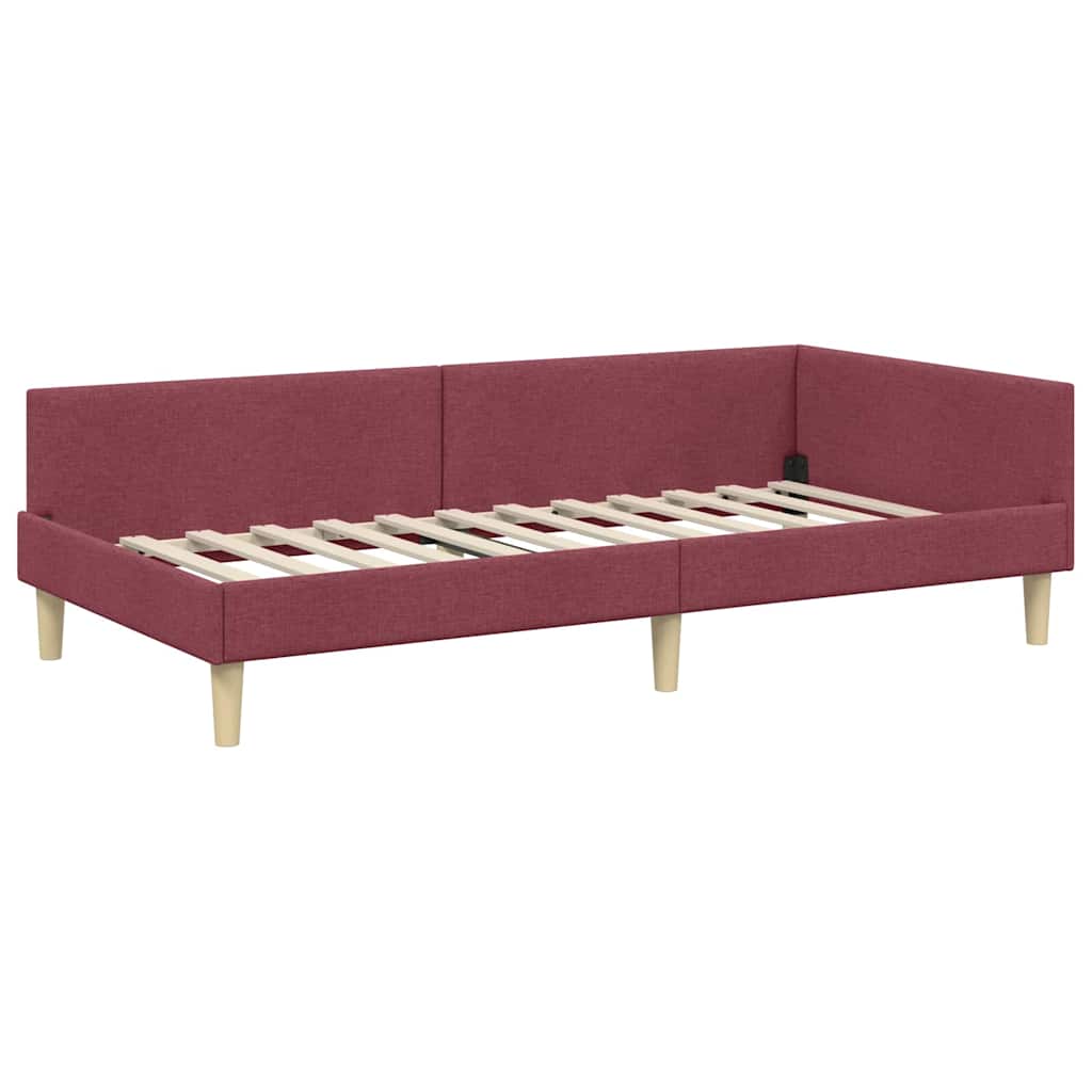Kutni okvir kreveta Vinska crvena 90 x 190 cm tkanina