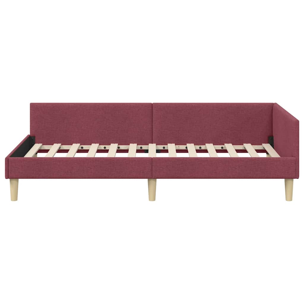 Kutni okvir kreveta Vinska crvena 90 x 190 cm tkanina