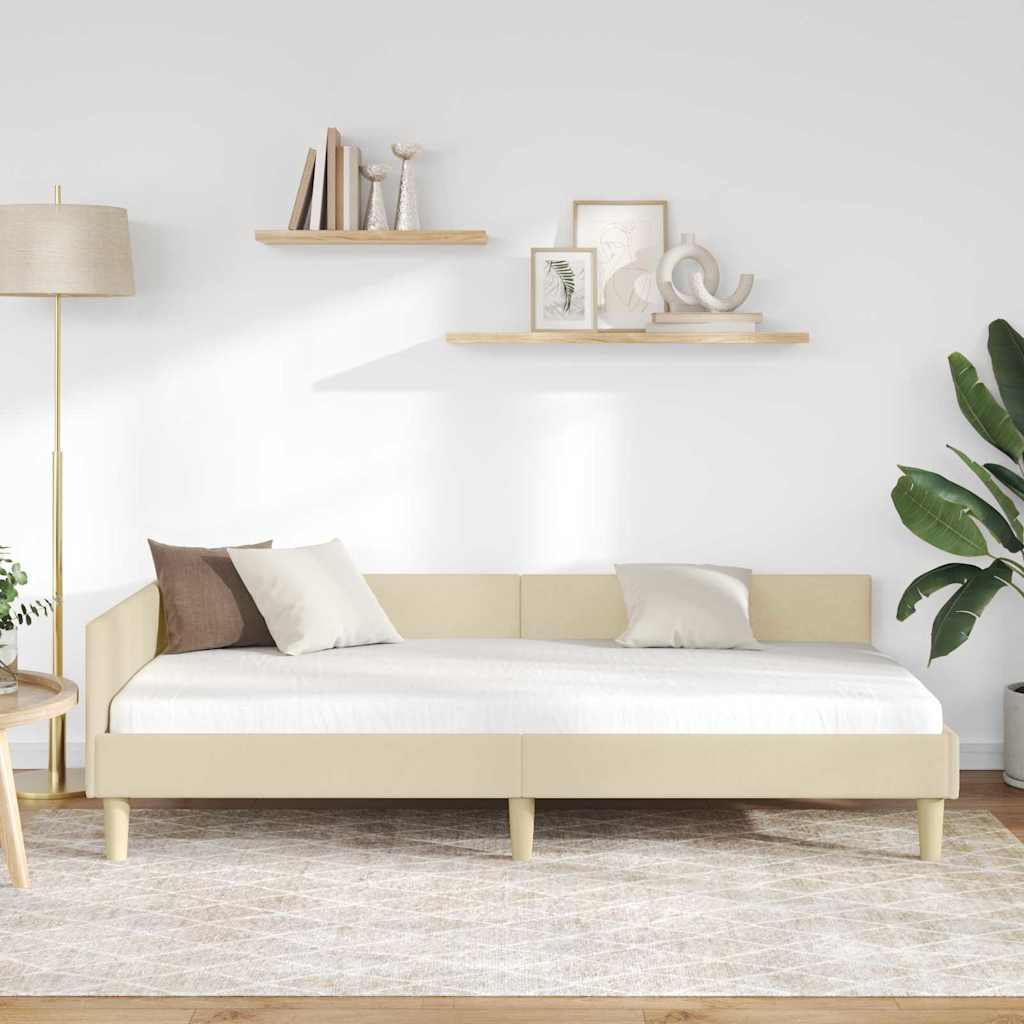 Kutni okvir kreveta Krema 90 x 190 cm tkanina
