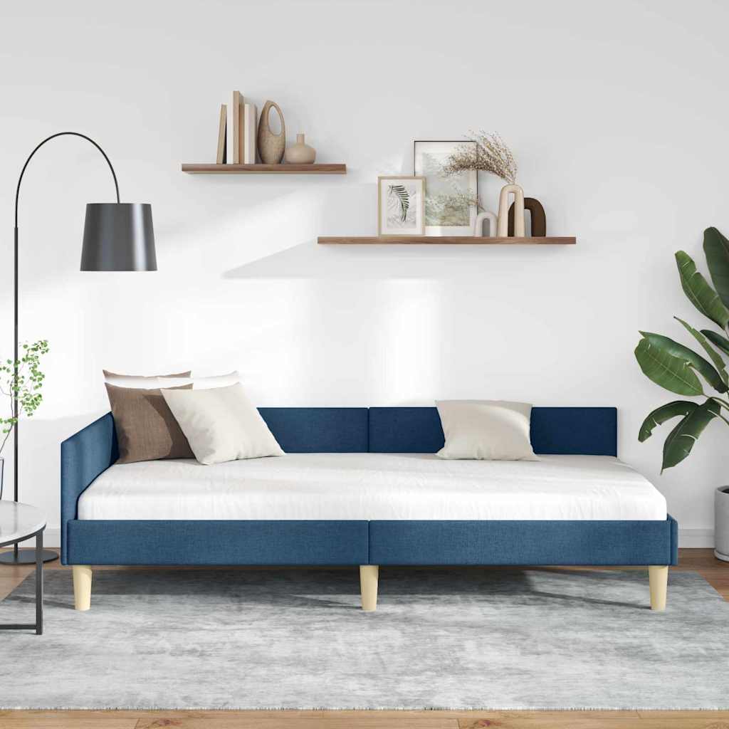 Kutni okvir kreveta Plava 90 x 190 cm tkanina