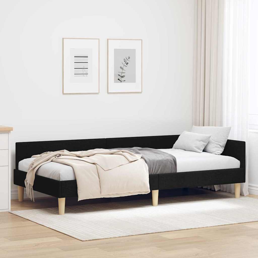 Kutni okvir kreveta Crna 90 x 200 cm tkanina