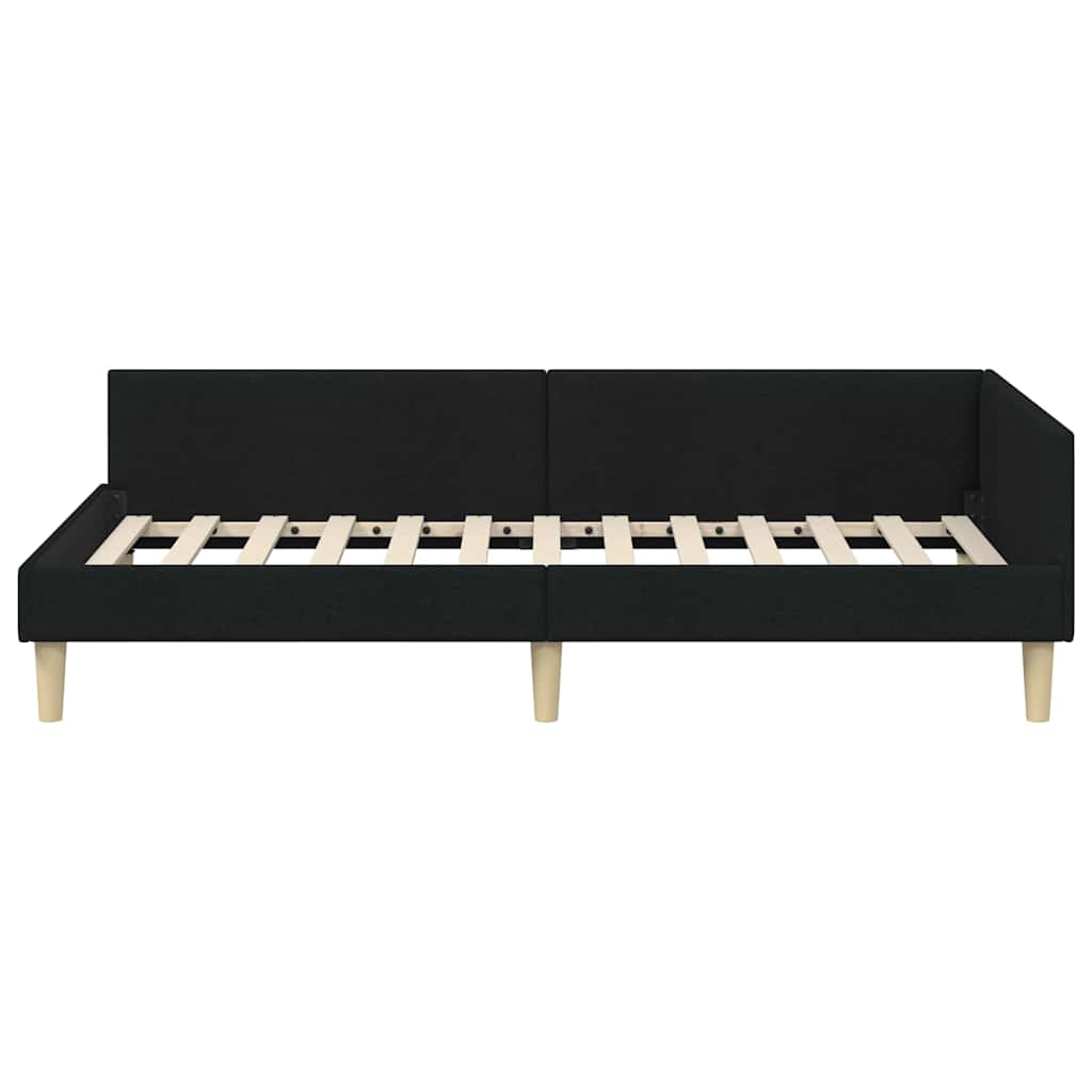 Kutni okvir kreveta Crna 90 x 200 cm tkanina