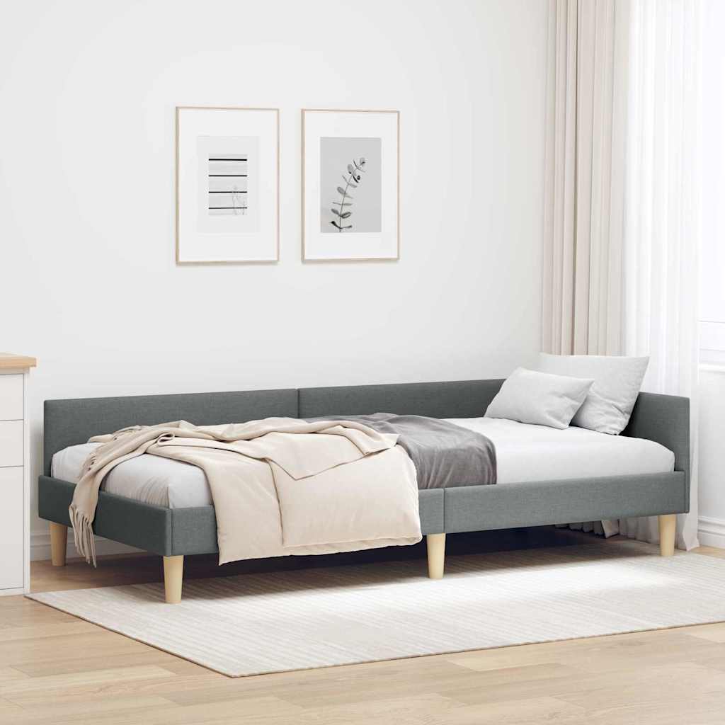 Kutni okvir kreveta Tamno siva 100 x 200 cm tkanina