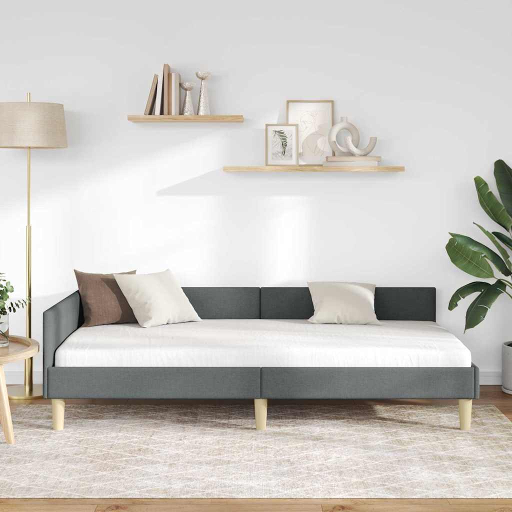 Kutni okvir kreveta Tamno siva 100 x 200 cm tkanina