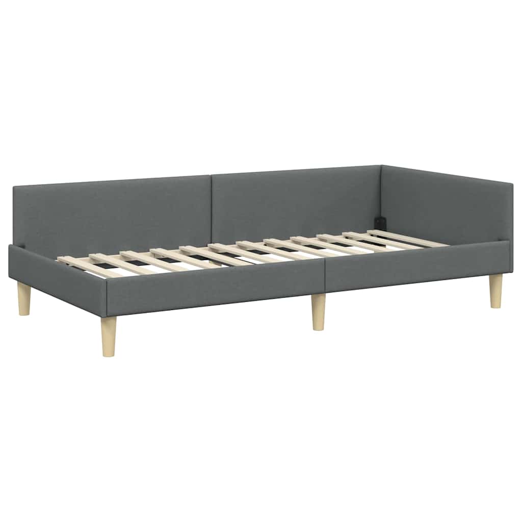 Kutni okvir kreveta Tamno siva 100 x 200 cm tkanina