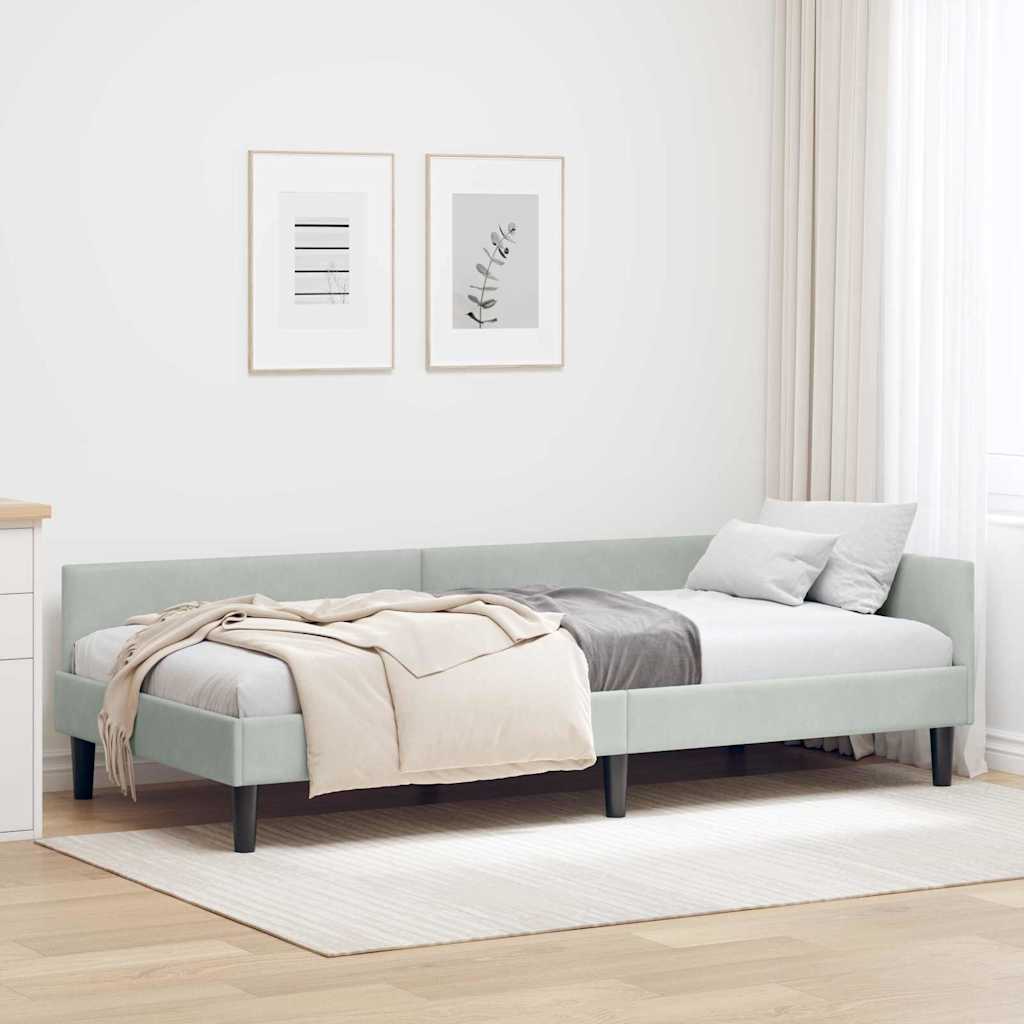 Kutni okvir kreveta Svijetlo siva 80 cm x 200 cm Baršun