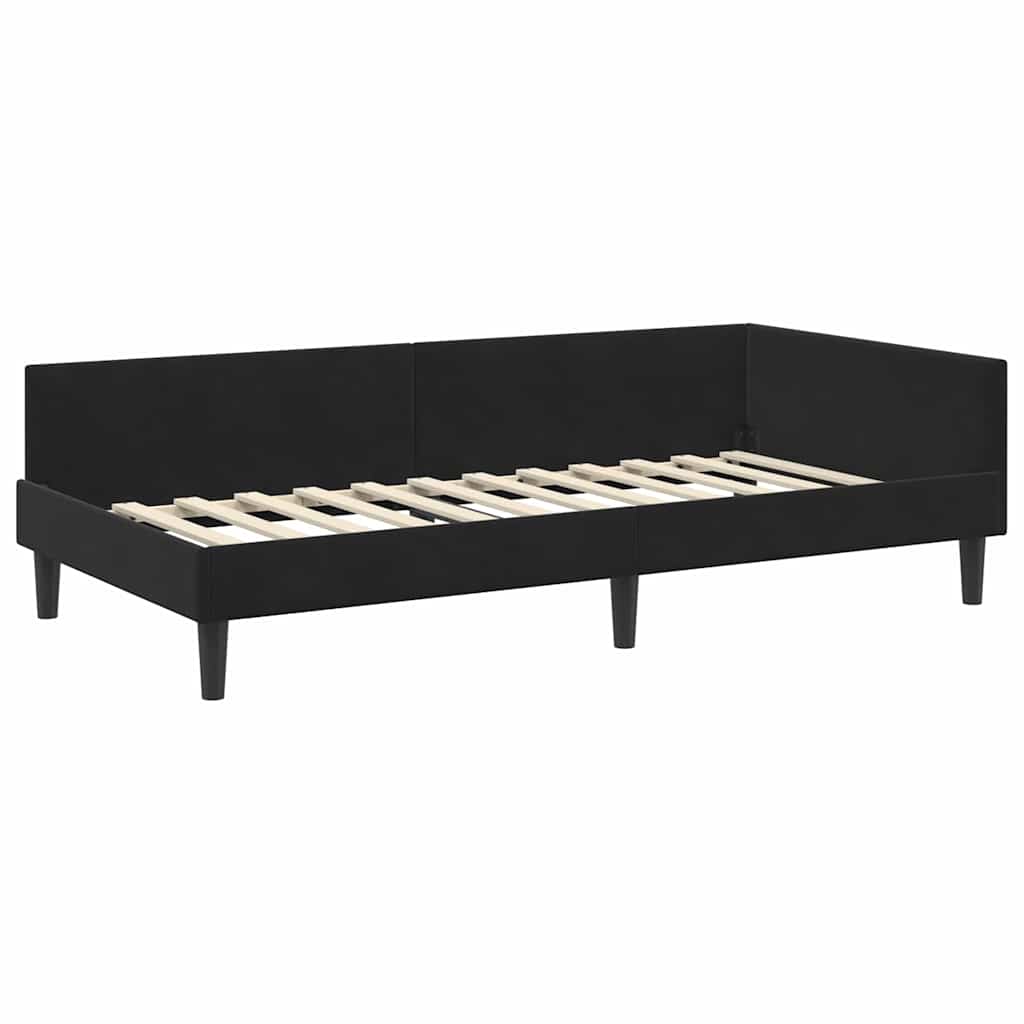 Kutni okvir kreveta s uzglavljem Crna 80 cm x 200 cm Baršun