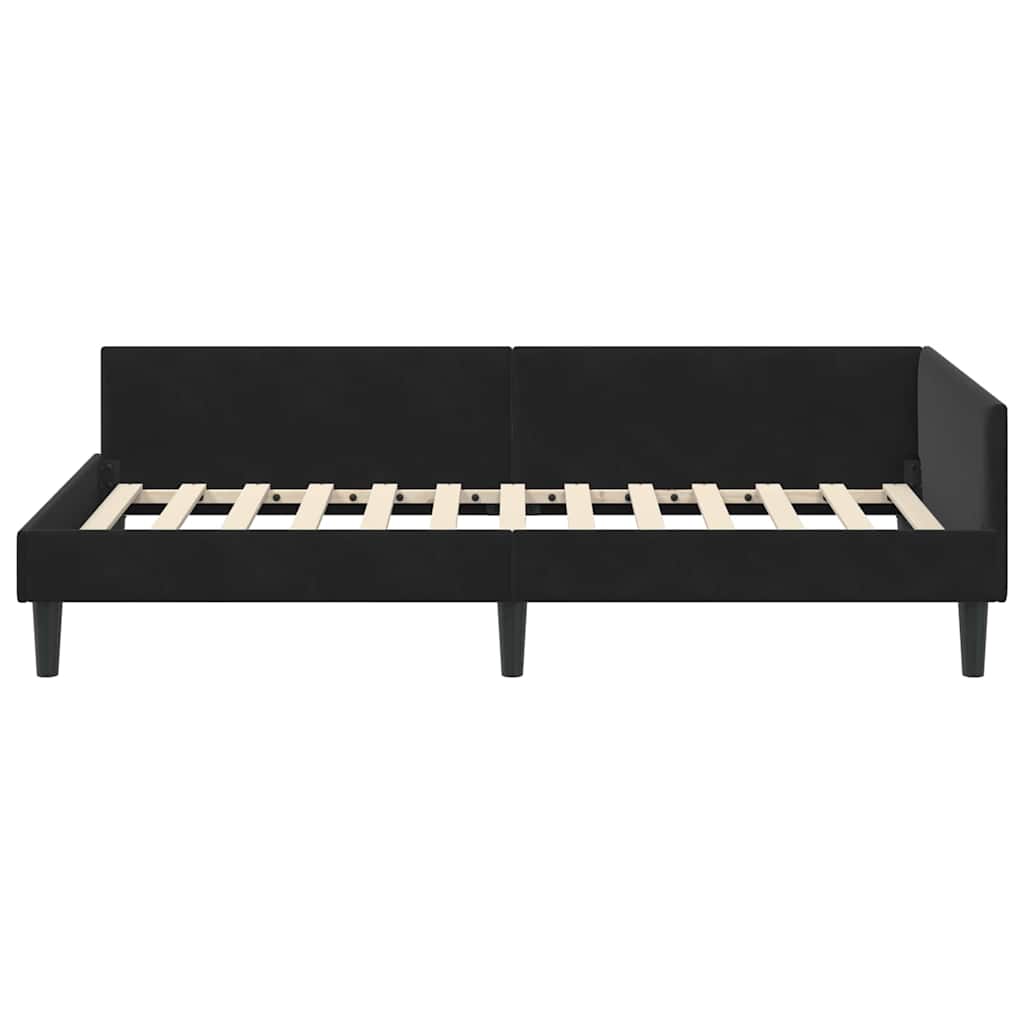 Kutni okvir kreveta s uzglavljem Crna 80 cm x 200 cm Baršun