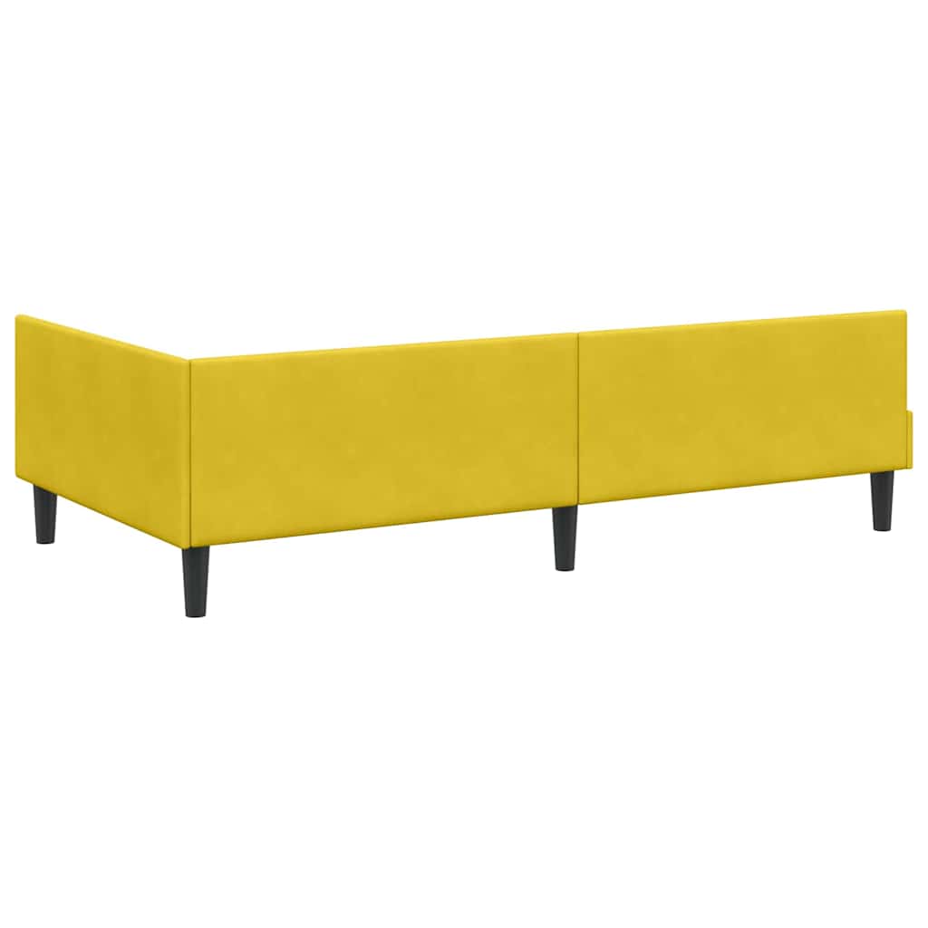 Kutni okvir kreveta s uzglavljem Žuta 80 cm x 200 cm Baršun