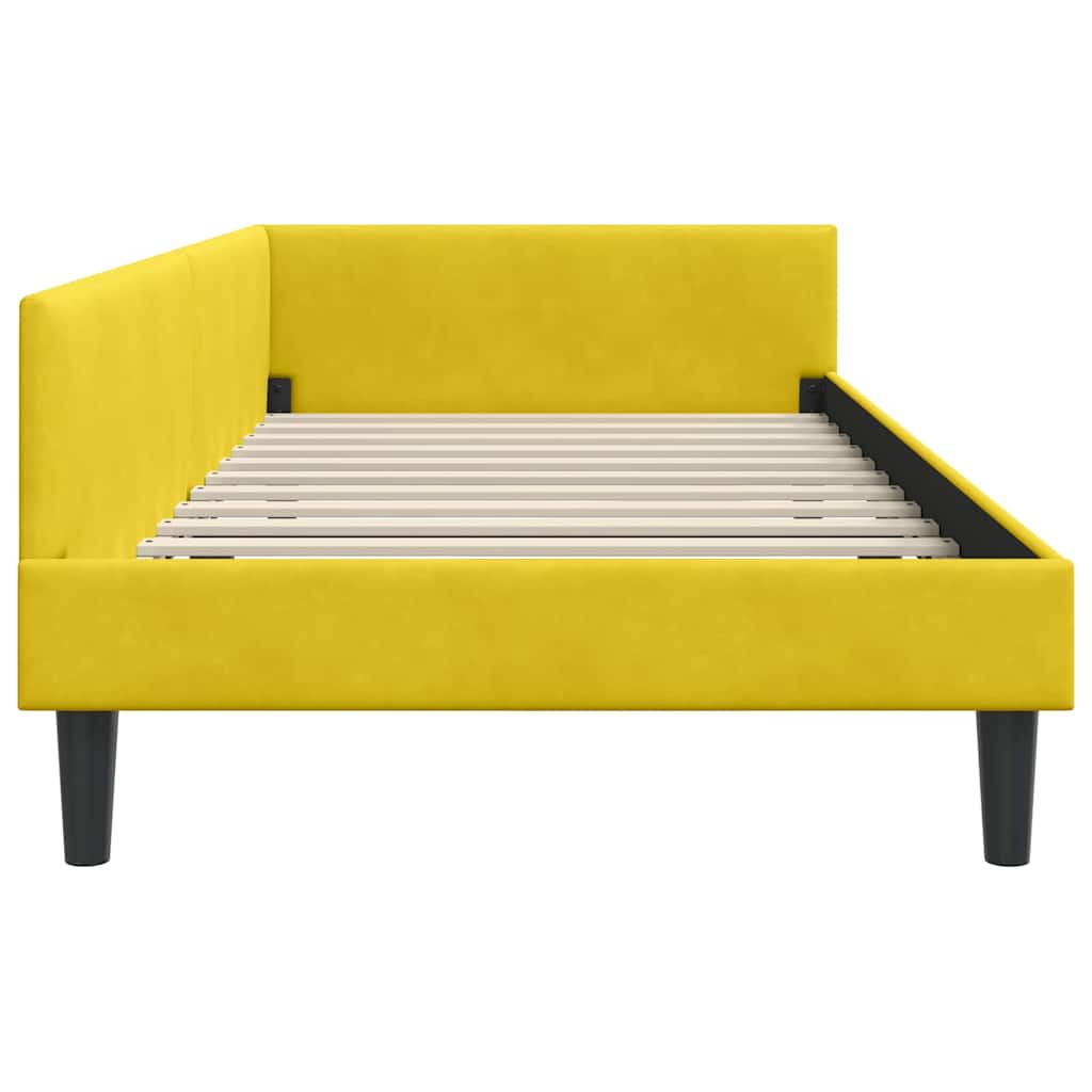 Kutni okvir kreveta s uzglavljem Žuta 80 cm x 200 cm Baršun