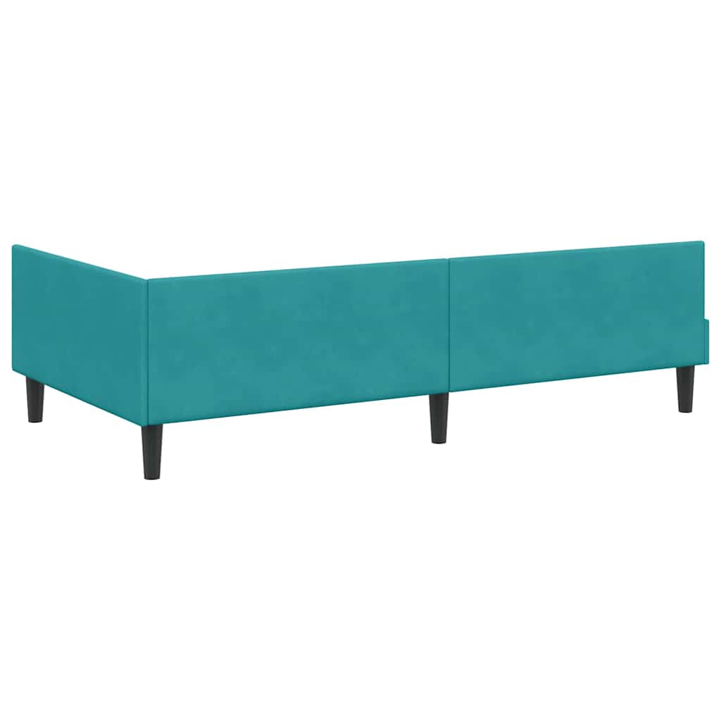 Kutni okvir kreveta s uzglavljem Tirkizna 80 cm x 200 cm Baršun