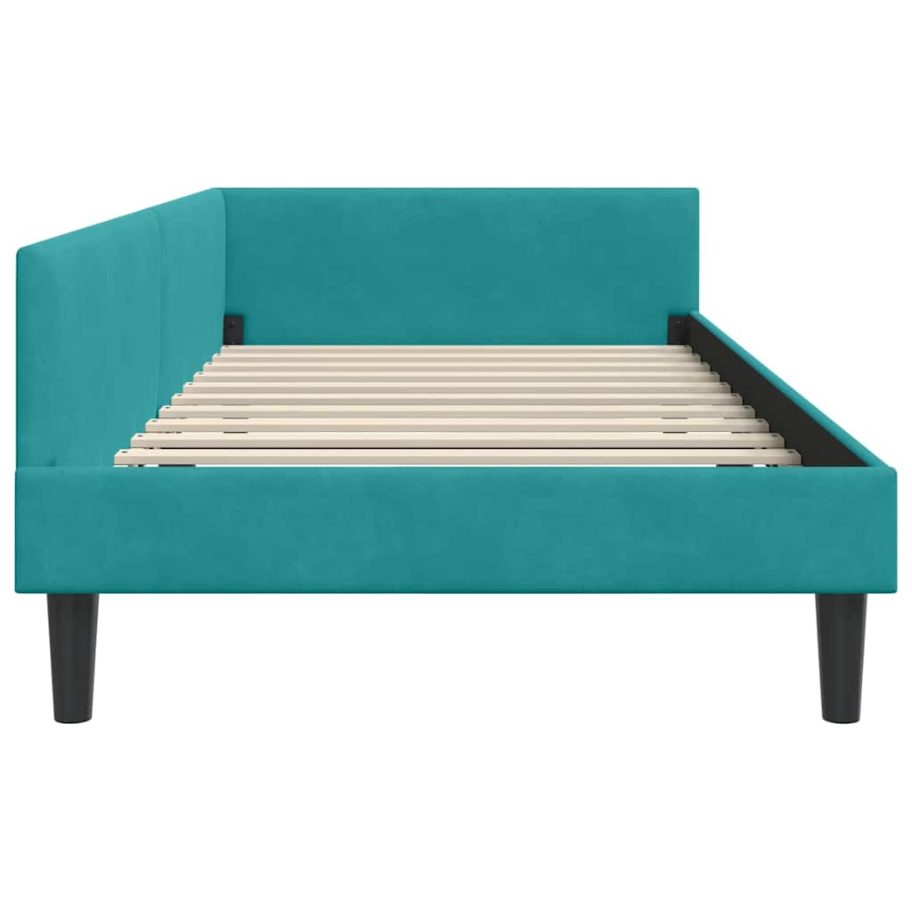 Kutni okvir kreveta s uzglavljem Tirkizna 80 cm x 200 cm Baršun