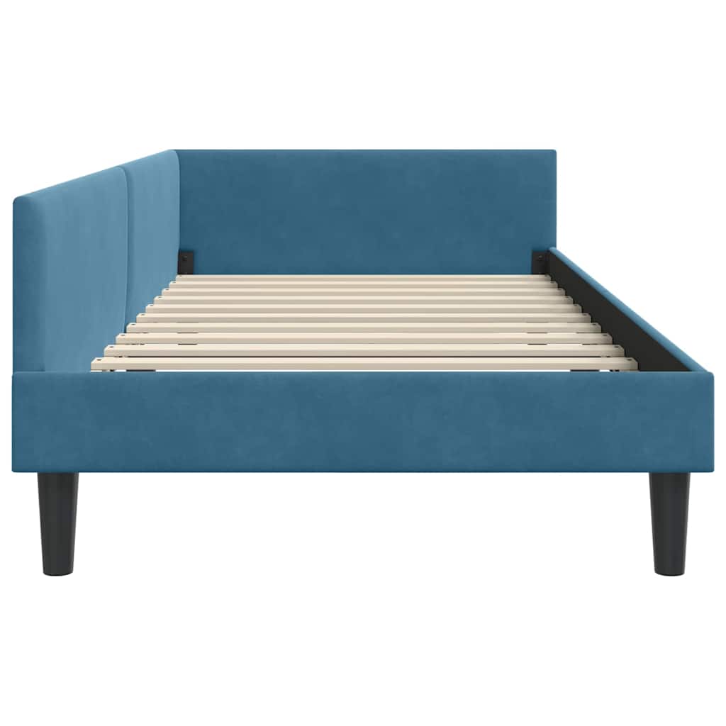 Kutni okvir kreveta s uzglavljem Plava 90 cm x 190 cm Baršun