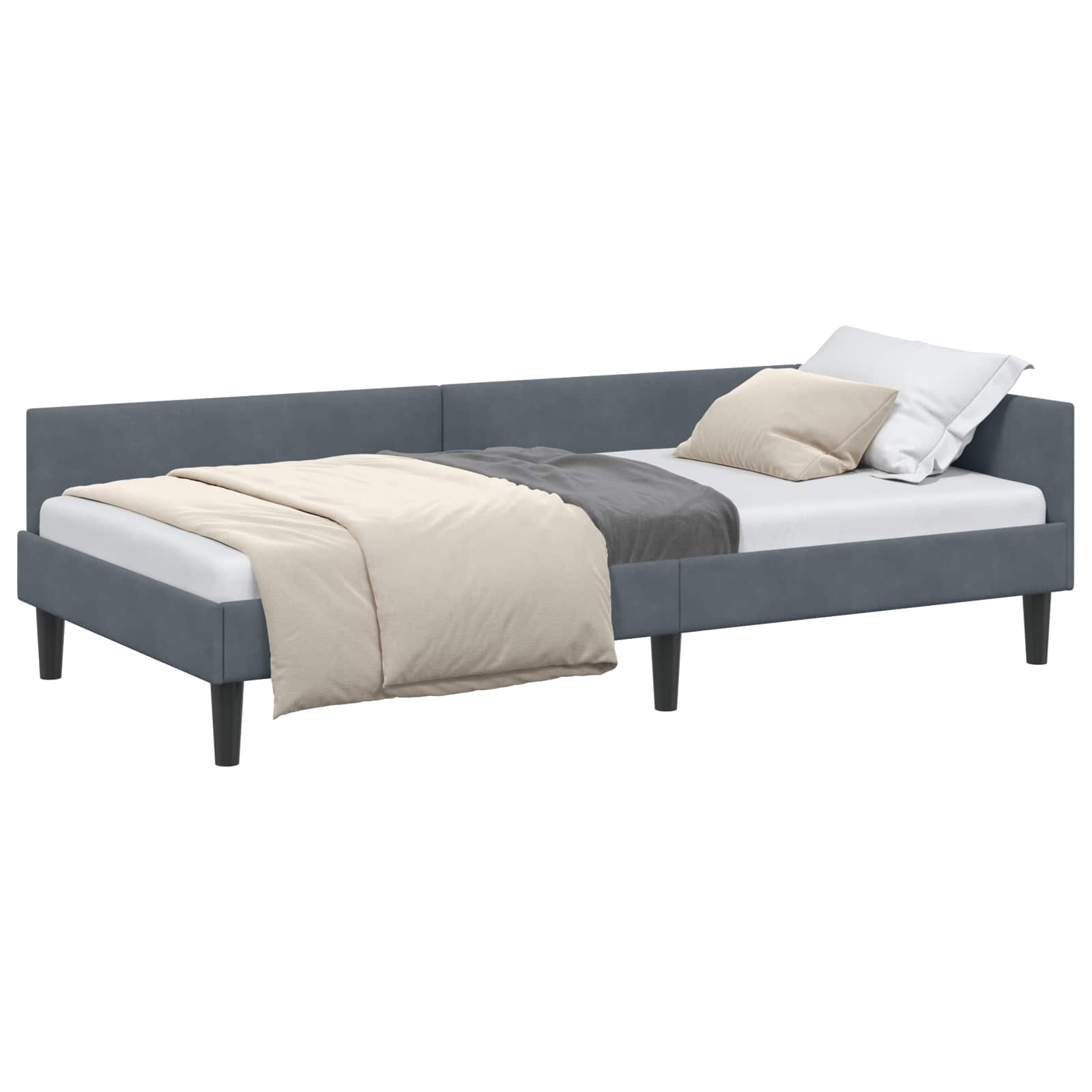 Kutni okvir kreveta Tamno siva 90 cm x 190 cm Baršun