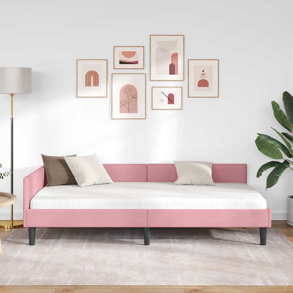 Kutni okvir kreveta Ružičasta 90 cm x 190 cm Baršun
