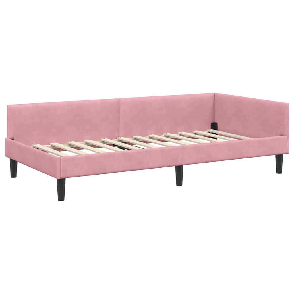 Kutni okvir kreveta Ružičasta 90 cm x 190 cm Baršun