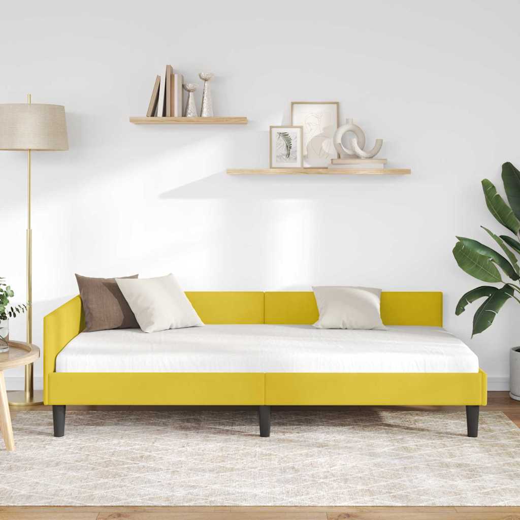 Kutni okvir kreveta s uzglavljem Žuta 90 cm x 190 cm Baršun