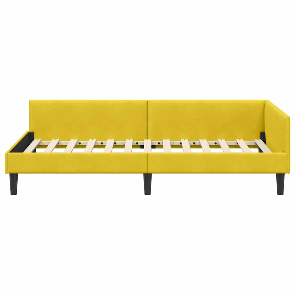 Kutni okvir kreveta s uzglavljem Žuta 90 cm x 200 cm Baršun