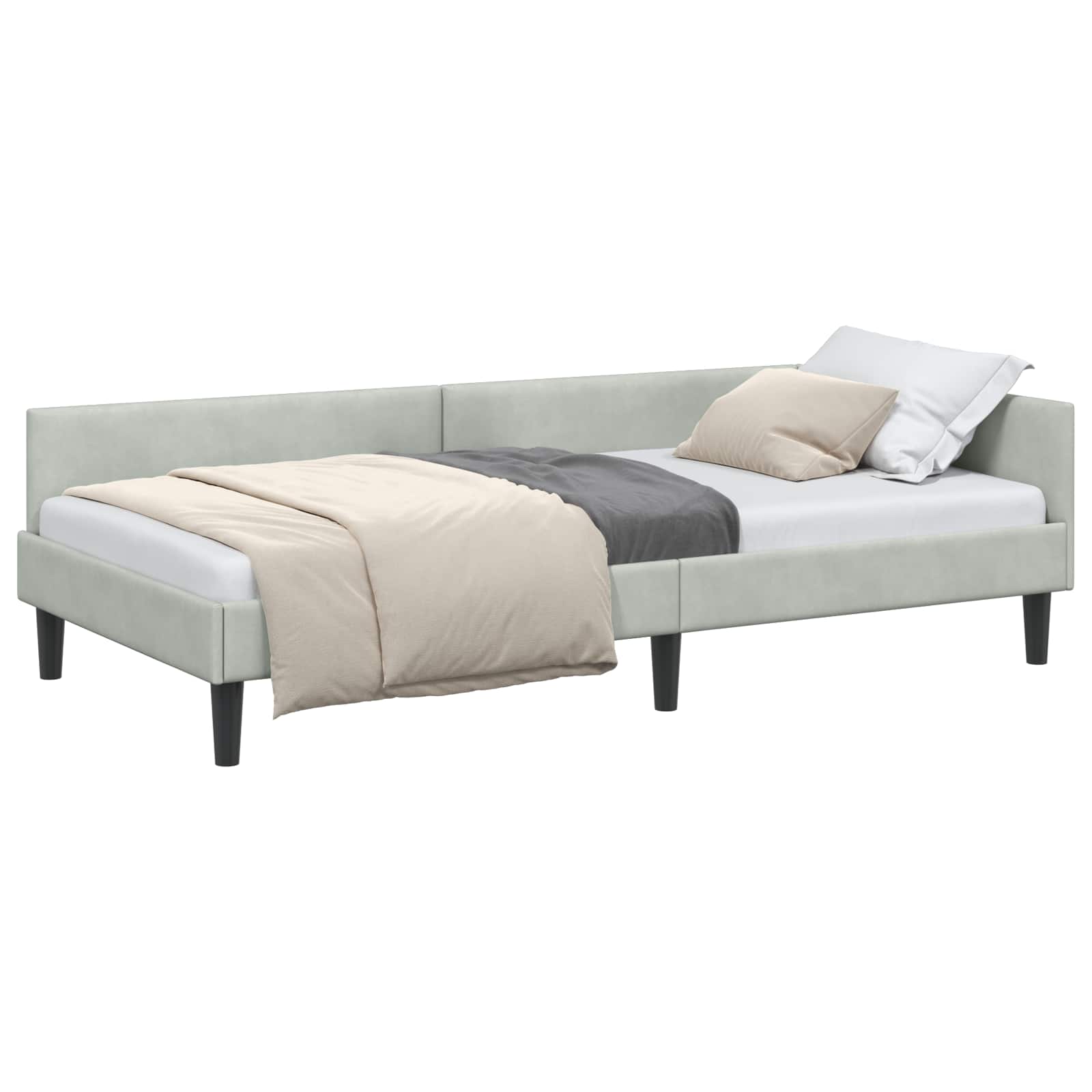 Kutni okvir kreveta Svijetlo siva 100 cm x 200 cm Baršun