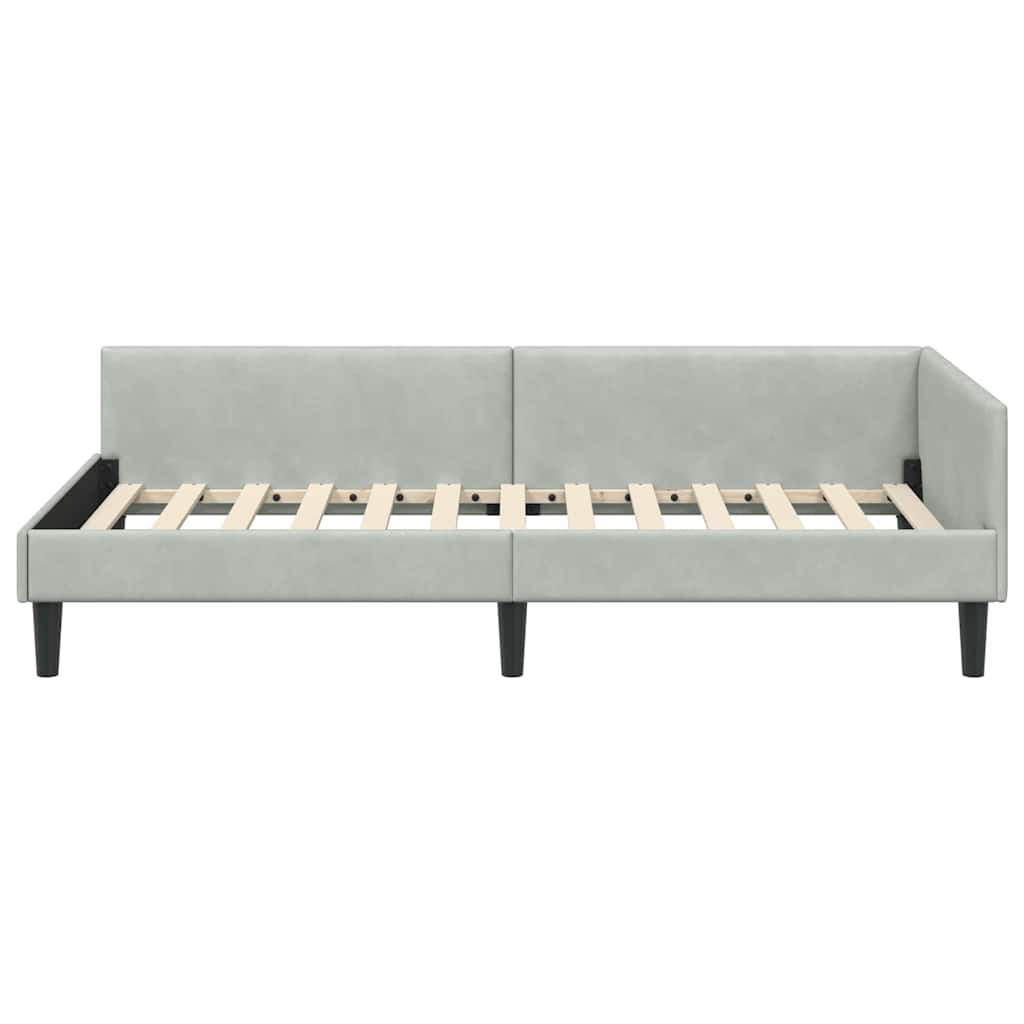 Kutni okvir kreveta Svijetlo siva 100 cm x 200 cm Baršun