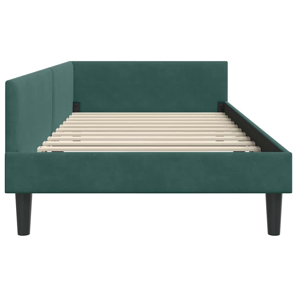 Kutni okvir kreveta Tamnozelena 100 cm x 200 cm Baršun