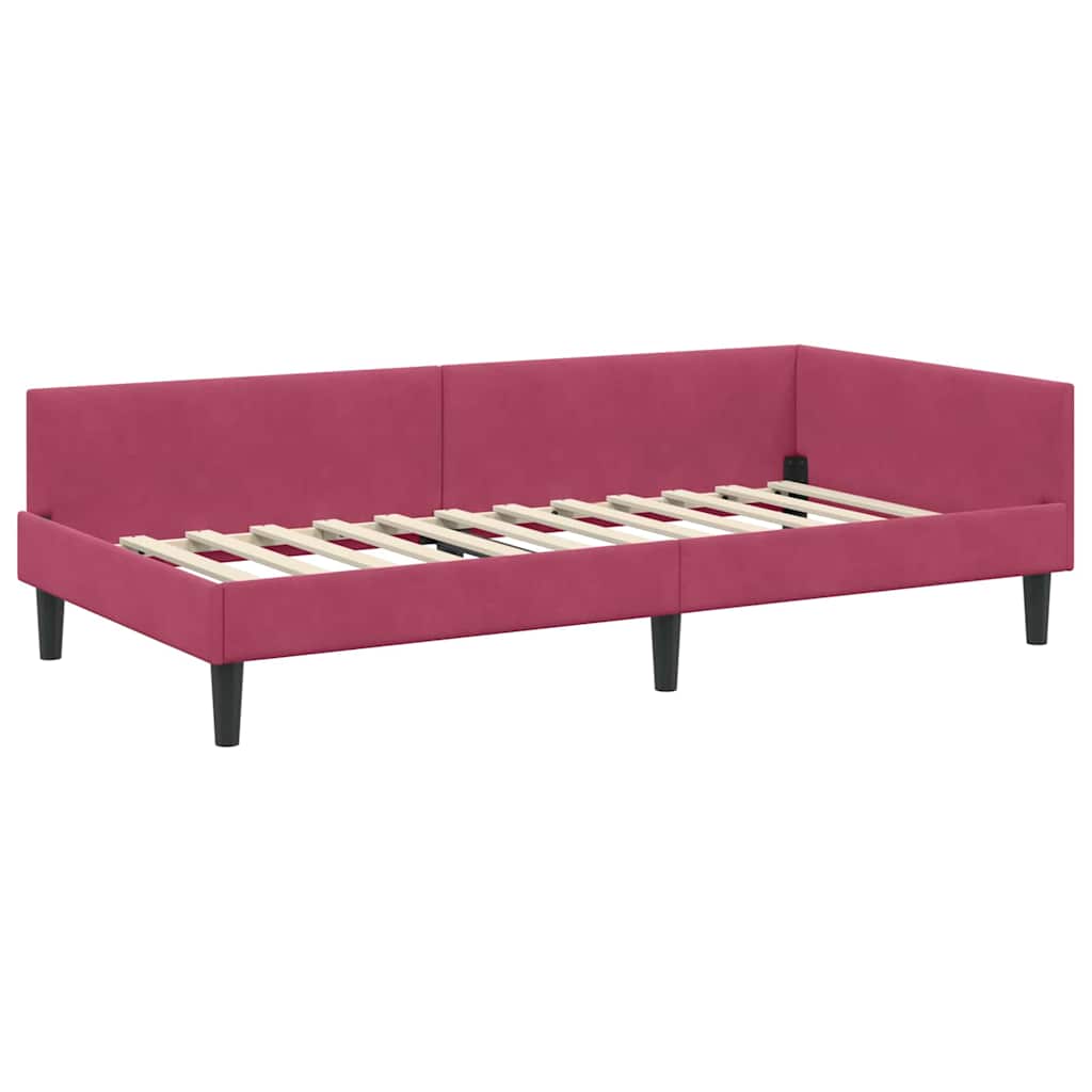Kutni okvir kreveta Vinska crvena 100 cm x 200 cm Baršun