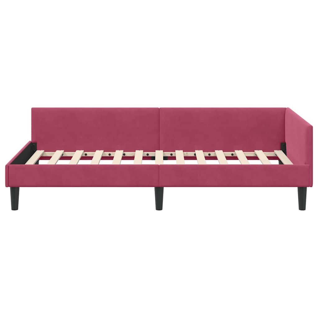 Kutni okvir kreveta Vinska crvena 100 cm x 200 cm Baršun
