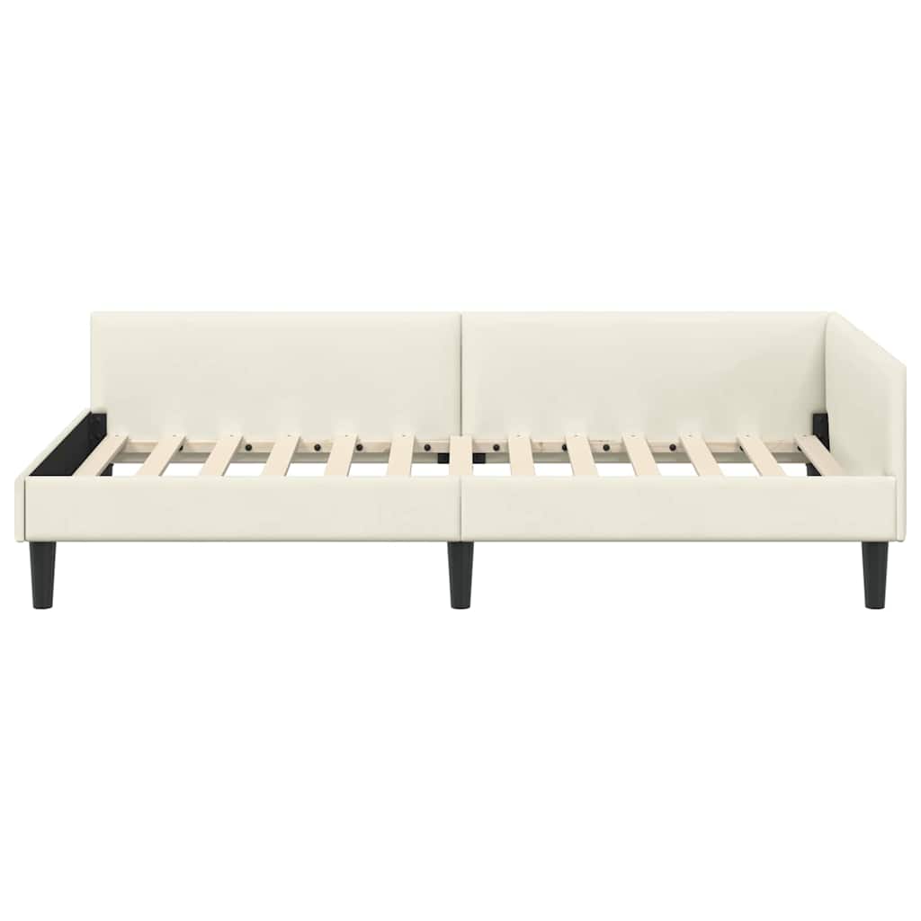 Kutni okvir kreveta s uzglavljem Krema 100 cm x 200 cm Baršun