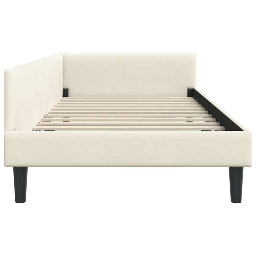 Kutni okvir kreveta s uzglavljem Krema 100 cm x 200 cm Baršun