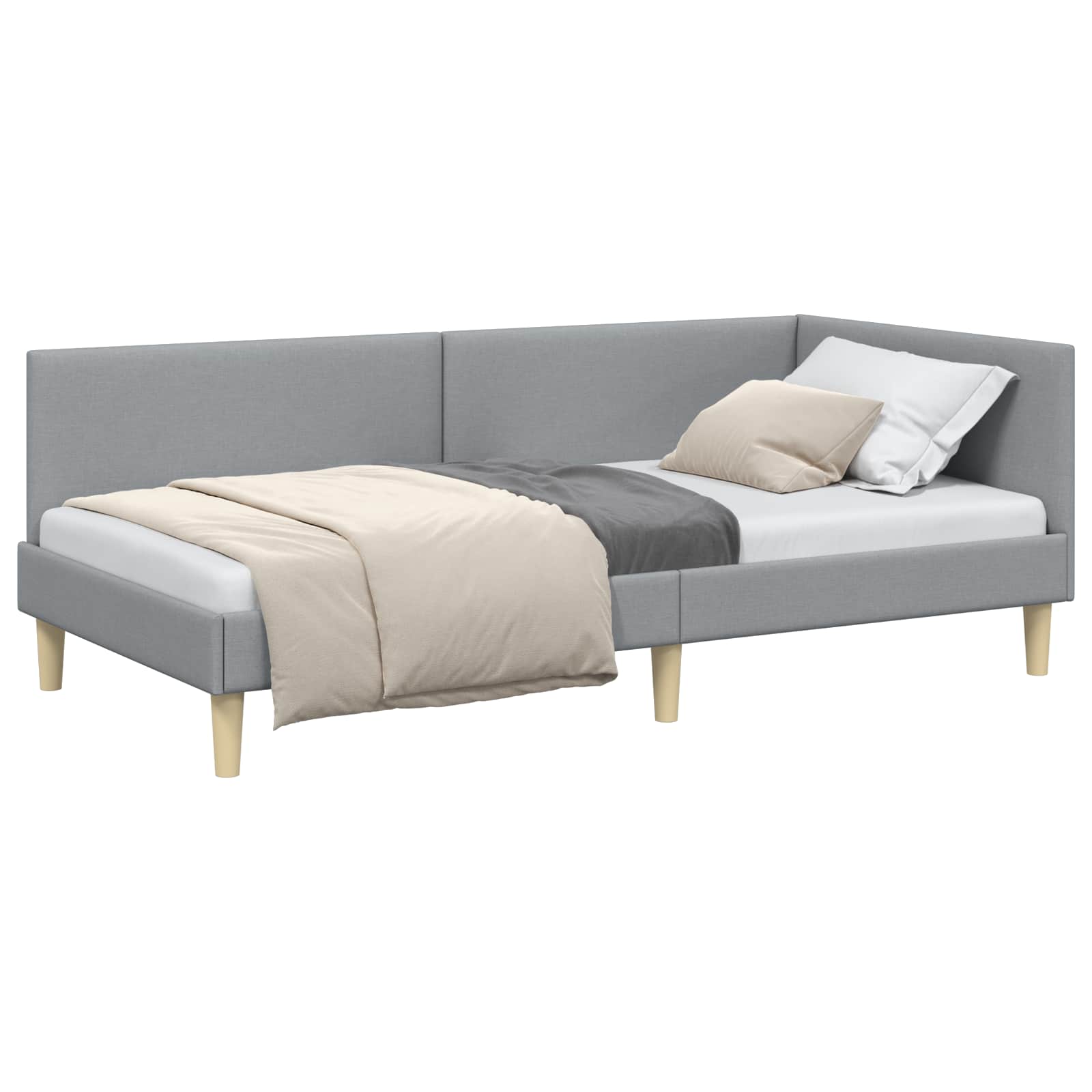 Kutni okvir kreveta s uzglavljem Svijetlo siva 80 cm x 200 cm