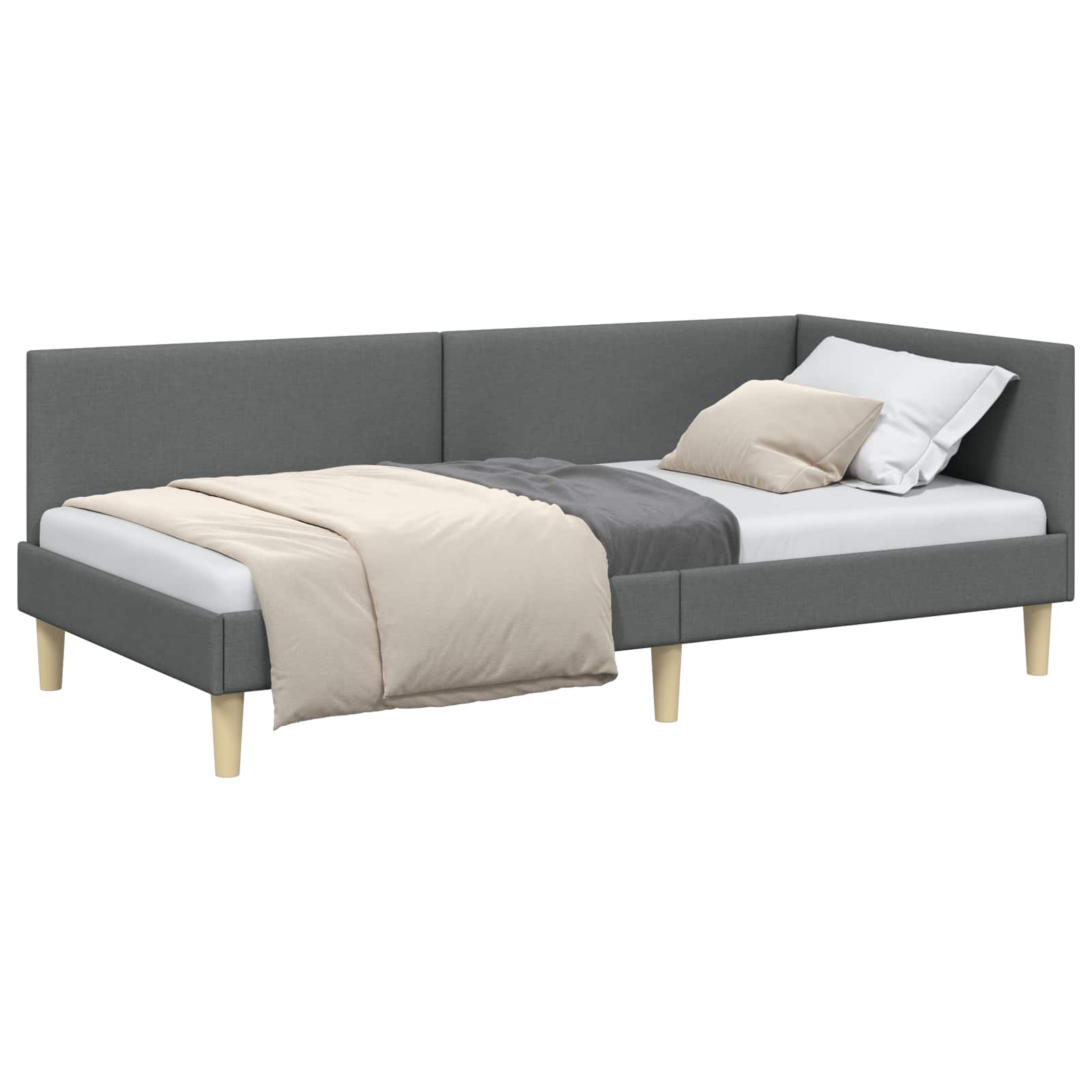 Kutni okvir kreveta s uzglavljem Tamno siva 80 cm x 200 cm