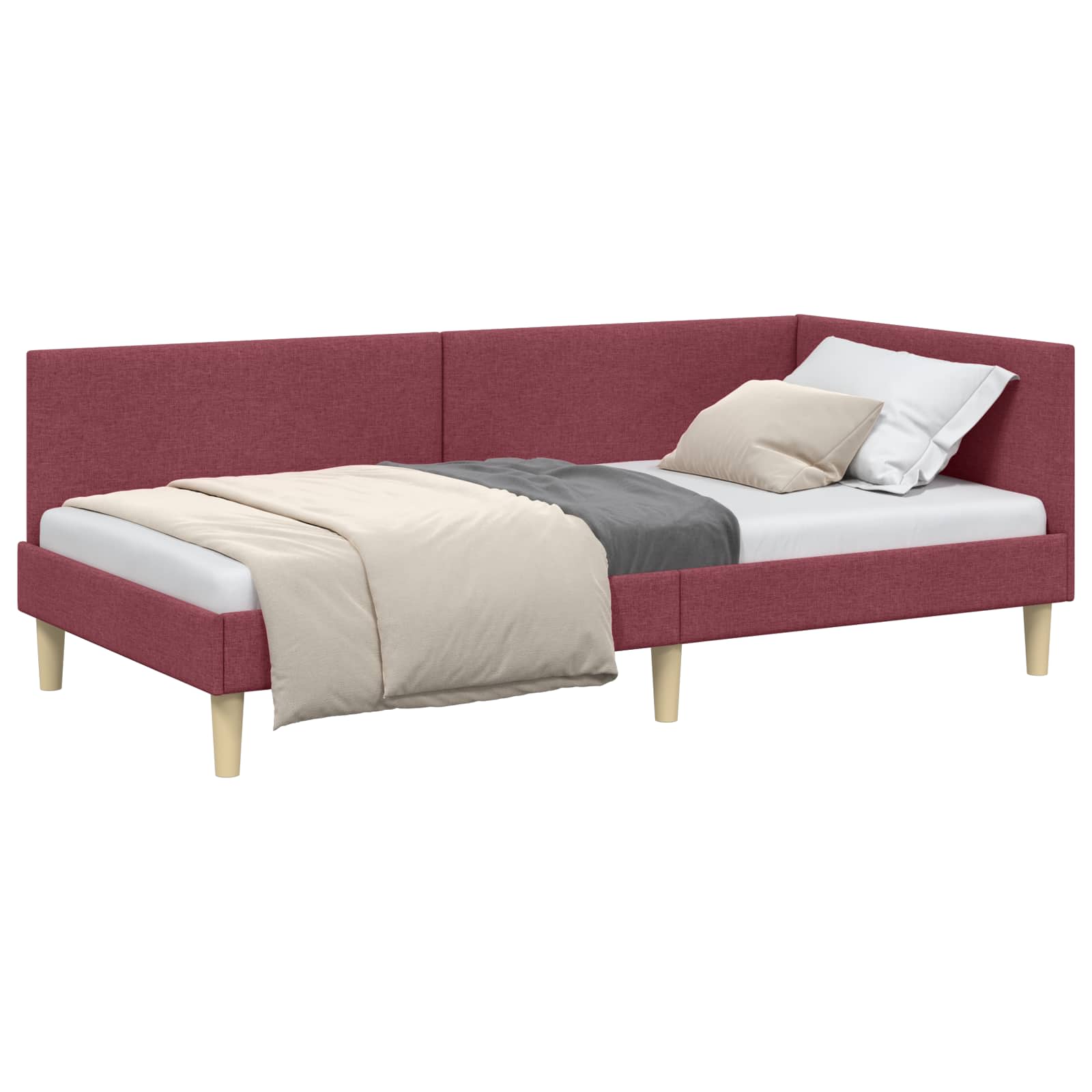 Kutni okvir kreveta s uzglavljem Vinska crvena 80 cm x 200 cm