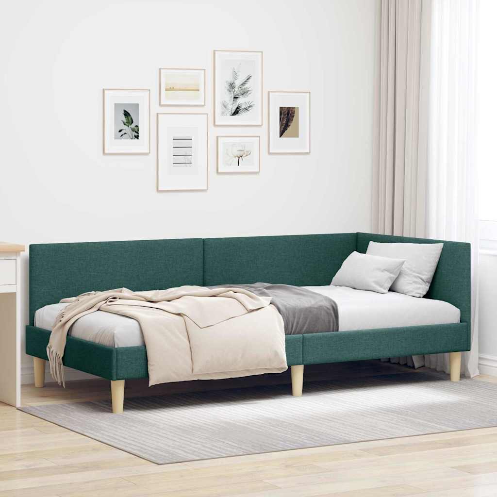 Kutni okvir kreveta s uzglavljem Tamnozelena 80 cm x 200 cm
