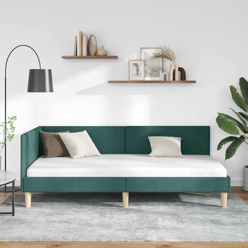 Kutni okvir kreveta s uzglavljem Tamnozelena 80 cm x 200 cm