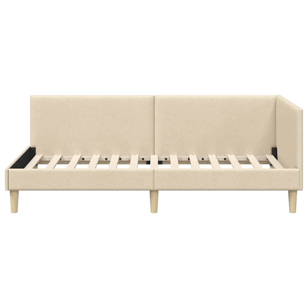 Kutni okvir kreveta Krema 80 cm x 200 cm Tkanina i šperploča