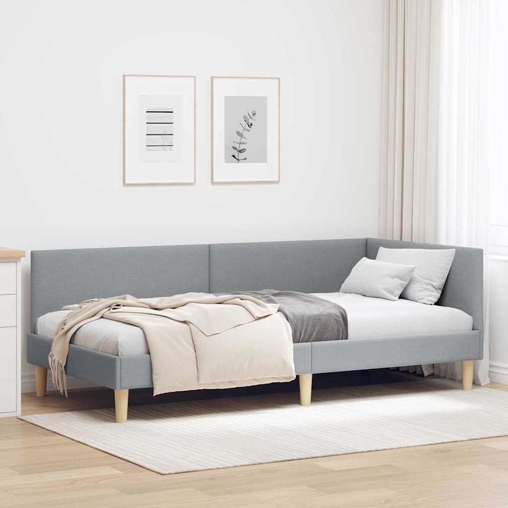 Kutni okvir kreveta s uzglavljem Svijetlo siva 90 cm x 190 cm