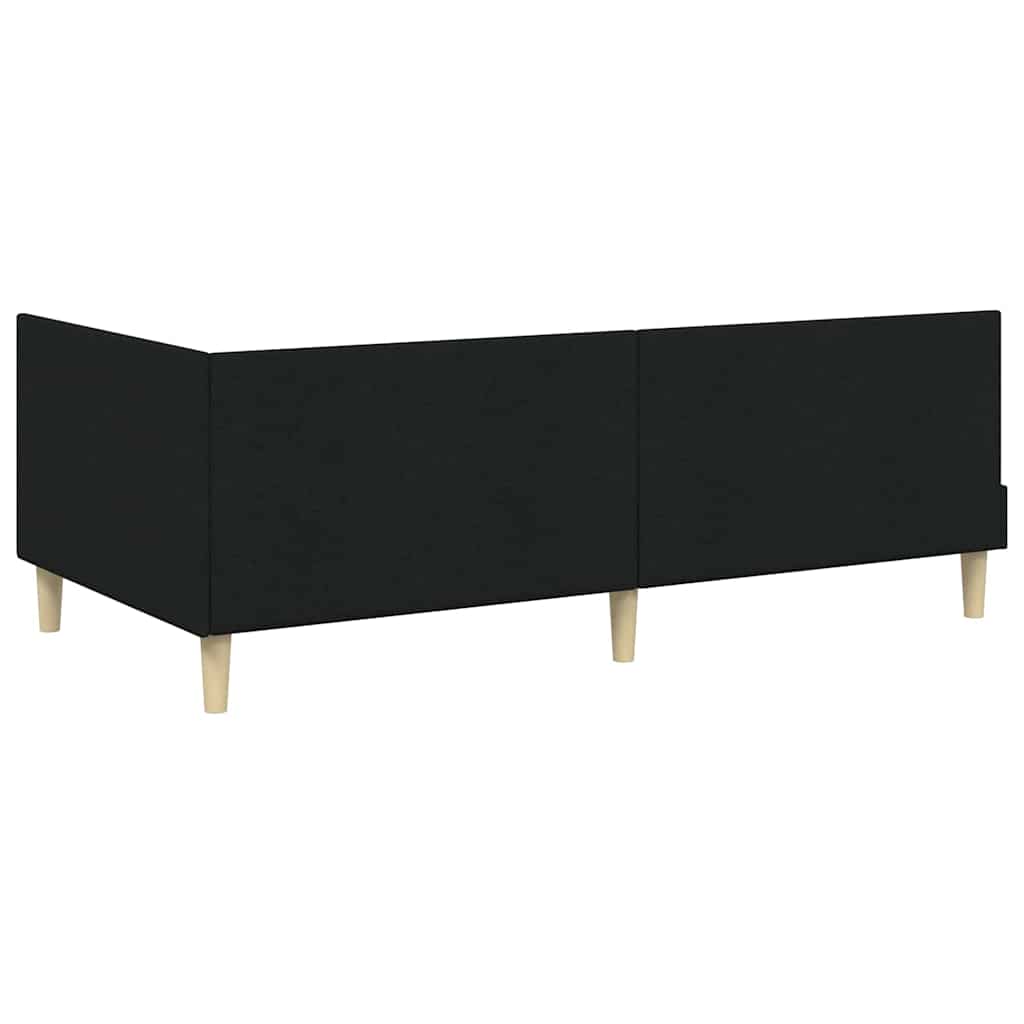 Kutni okvir kreveta Crna 90 cm x 190 cm Tkanina i šperploča