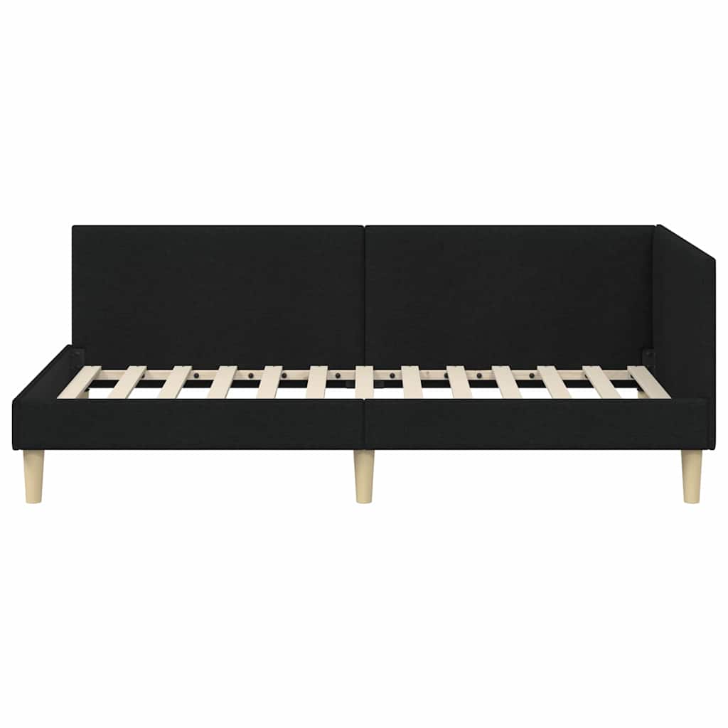 Kutni okvir kreveta Crna 90 cm x 190 cm Tkanina i šperploča