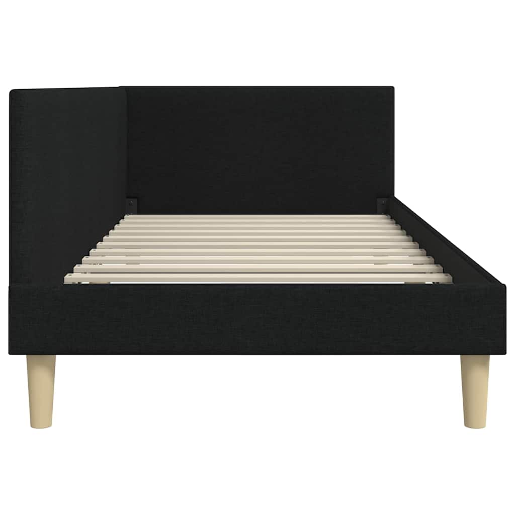 Kutni okvir kreveta Crna 90 cm x 190 cm Tkanina i šperploča