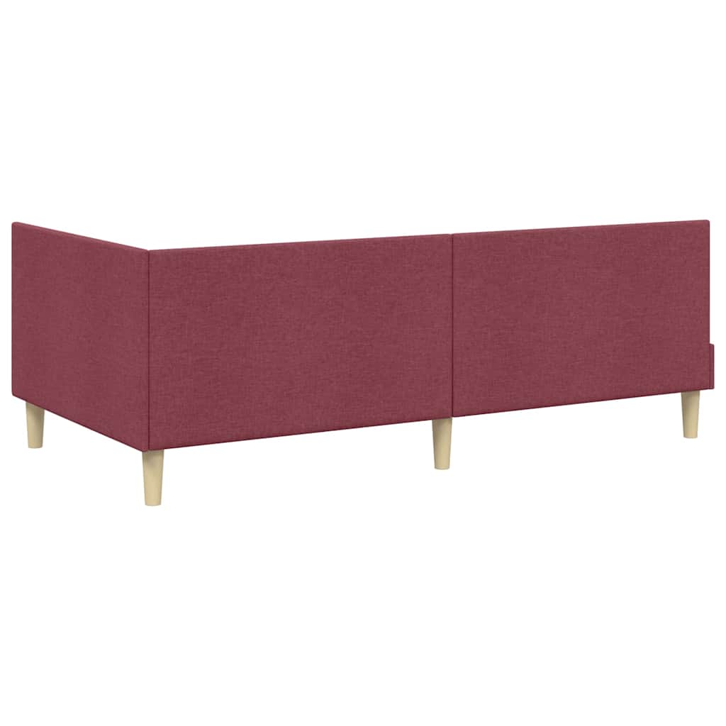 Kutni okvir kreveta s uzglavljem Vinska crvena 90 cm x 190 cm